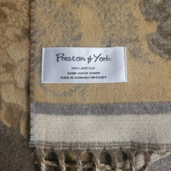 Preston & York Flower Pattern Soft Brown Scarf - Picture 3 of 5
